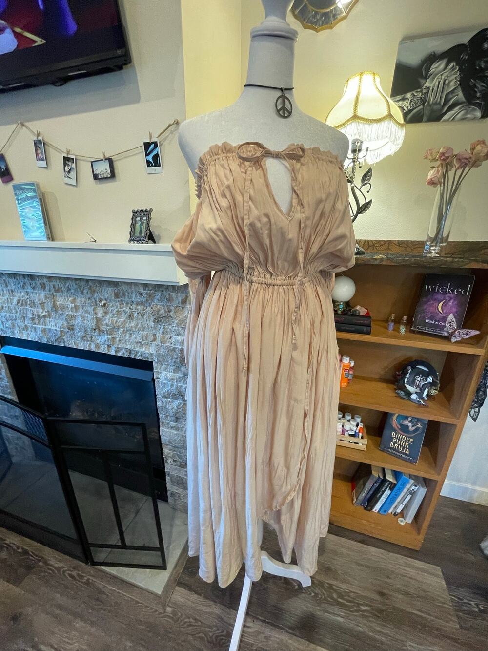 cream off the shoulder boho dress